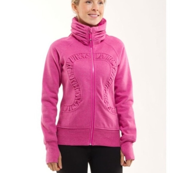 lululemon athletica Jackets & Blazers - Lululemon Cuddle Up Full Zip Jacket Sparkly Pink Size 2 Women’s Side Pockets